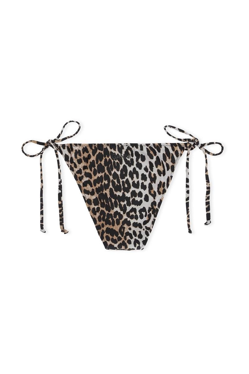 Ganni String Bikini Bottom Bademode Leopard | 472-YHLXDB