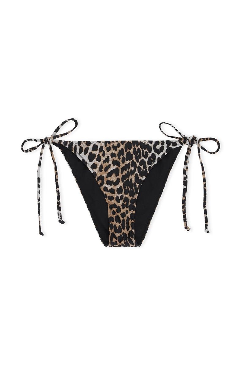 Ganni String Bikini Bottom Bademode Leopard | 472-YHLXDB