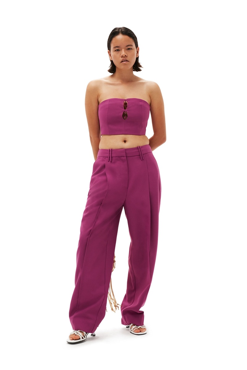 Ganni Summer Suiting Relaxed Falten Hose Lila Bordeaux | 230-XUJNSB