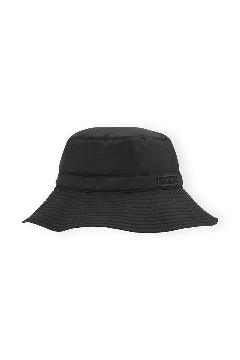 Ganni Tech Bucket Hüte Schwarz | 473-GORZTC