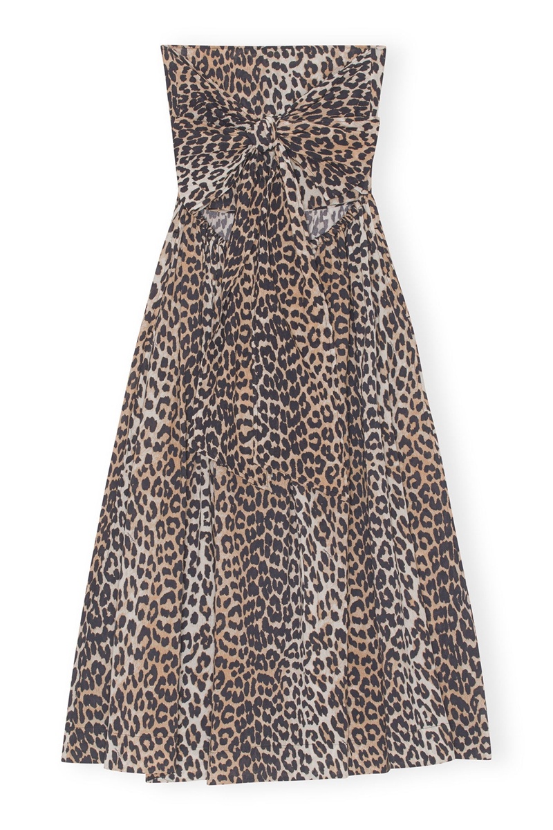 Ganni Tieband Multifunctional Kleid Leopard | 134-QJVGCD