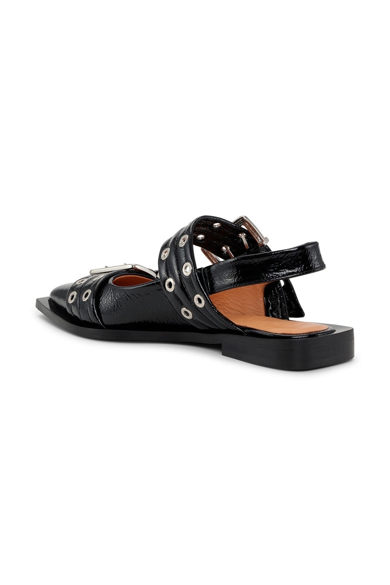 Ganni Weite Welt Schnallen Ballerinas Flat Schwarz | 690-STENIX