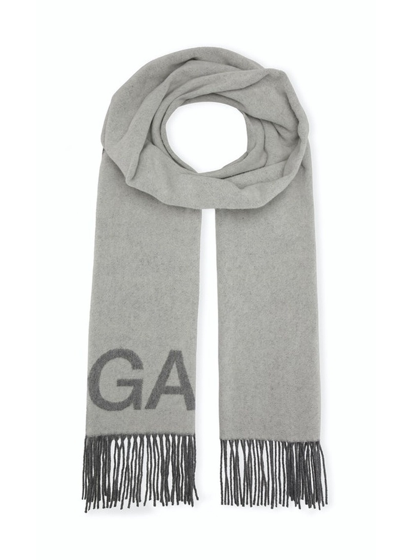 Ganni Wolle Mix Fringed Schals Grau | 683-VFSUQZ